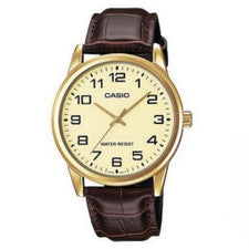 Reloj de pulsera de cuero simple Casio MTP-V001L-1B para hombre CASIO
