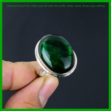 Anillo bisel solitario promesa piedras preciosas fuego verde plata 925 joyería