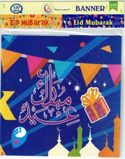 Banner Eid Mubarak (tamaño 39 x 9 pulgadas) color azul