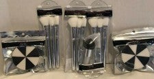 Lote de cosméticos - Pinceles de maquillaje esponjas plata negro blanco fiesta favor novia graduación