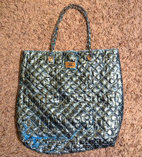 Cartera de mano acolchada azul turquesa estilo reflectante de piel de serpiente para mujer