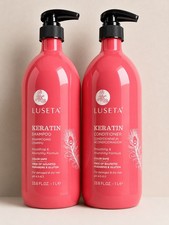 JUEGO DE CHAMPÚ Y ACONDICIONADOR LUSETA KERATIN Suave Nutre Cabello Seco Dañado 2-Pk