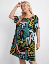 Vestido informal cómodo mezcla de colores para mujer fiesta moda talla grande