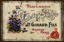 Publicidad de Perfume París Violeta Francés Vintage, Aspecto Envejecido Estilo Retro Nuevo Letrero de Metal