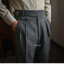Pantalones Largos Gurkha Negocios Calce Ajustado Pantalones Cortos Retro Lana Británica Para Hombre