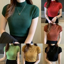 Mujer Moda Verano Informal Cuello en O Sólido Manga Corta Camiseta Prendas para el torso