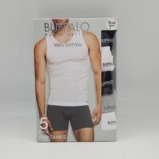 Paquete de 5 camisas sin mangas BUFFALO D BITTON para hombre S M L XL con logotipo de algodón negras grises blancas