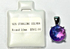 Colgante redondo de plata de ley 925 con piedras preciosas de turmalina bicolor de 10 mm y 3,1 quilates
