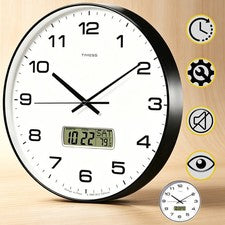 Reloj de pared 35,6 CM esfera reloj silencioso reloj de cuarzo digital reloj de pared para cocina