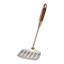 Juego de utensilios de cocina de acero inoxidable 316L con mango de madera para wok y freír