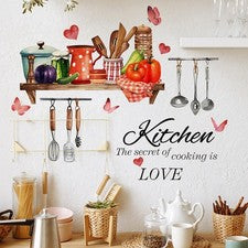 Pegatinas de pared de cocina de diseño divertido utensilios de cocina decoración del hogar para restaurante