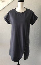 Favlux Moda Para Mujer Tejido Gris Túnica/Vestido Manga Corta Asimétrico Cremallera Talla M