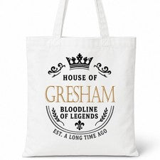 Bolso de Mano GRESHAM Family Surname House Of White Algodón