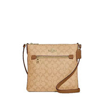 Bolso Bandolera Coach Rowan Caqui/Saddl Signature Lona Recubierta/Cuero Archivo C1554