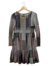 Vestido casual mujer Victoria & Violet bohemio M geométrico volantes multicolor