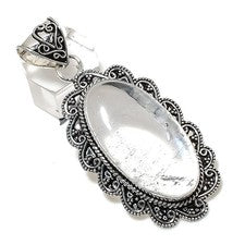 Cristal Cuarzo Piedras Preciosas Hecho a Mano Plata de Ley 925 Joyería Colgante 2.56" e272