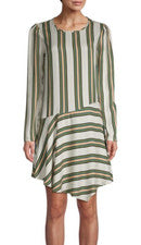 Nuevo Mini Vestido Asimétrico 98$ BCBGeneration XS Naranja Verde Rayas