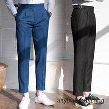 Pantalones Naples Para Hombre Cintura Alta Rectos Retro Pantalones Informales Traje de Negocios Pantalones