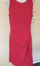 Vestido para mujer Michael Kors grande rosa rojo sin mangas recogido barra con tachuelas nuevo con etiquetas