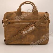 Maletín de cuero genuino hecho a mano para computadora portátil mensajero unisex bolsas de oficina ejecutivas