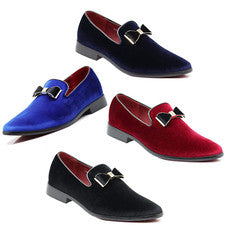 Nuevo Para hombres De Colección Terciopelo Vestido Mocasines Sin Cordones Esmoquin Zapatos de Vestir Formales Bajo He