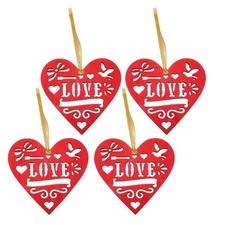 4 Piezas Accesorios Decorativos Hogar Decoración Salón Madera Corazón Etiquetas