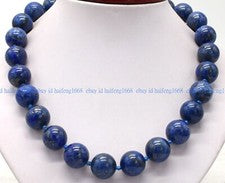 Collar de perlas de piedras preciosas redondas de lapislázuli azul natural real de 6 mm-20 mm 45 cm