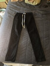 Moda Nova Para Hombres Negro Cintura Elástica Cordón Pantalones de Correr con Cremallera ~ Talla M