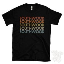 CAMISETA SOUTHWOOD ESTILO RETRO REPETIDO Hombre y Mujer Novedad Genial Nombre Regalo