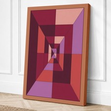 Impresión en lienzo geométrica de cuadrados anidados que retroceden arte de pared decoración del hogar listo para colgar