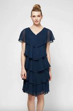 Vestido recto manga corta para mujer S. L. Fashions REG, azul marino talla 14 a628341 -