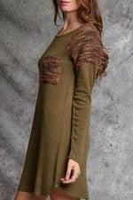NUEVO CON ETIQUETAS YA Los Angelest Mujer Verde Tejido Bordado Vestido Túnica Talla S