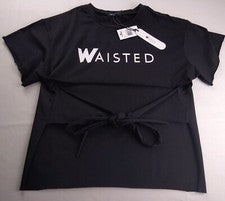 Camisa de mujer con cintura negra, frente abierto atado, moda callejera talla L nueva con etiquetas