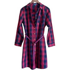 Vestido Camisa Mujer The Limited Pequeño Pequeño Rojo Negro Cuadros Manga Larga Guinga