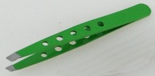 Pinzas punta inclinada color verde depilación facial belleza cuidado de la piel 6/PK
