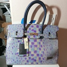 SBERNAL Mujer Púrpura Azul y Blanco Multicolor Cuero Alta Moda Monedero