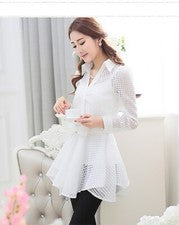 Vestido camisero de perspectiva blanca de moda para mujer (incluye ropa interior)