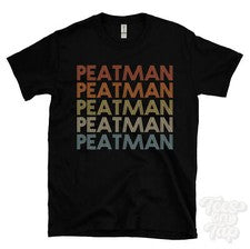CAMISETA PEATMAN ESTILO RETRO REPETIDO Hombre y Mujer Novedad Genial Nombre Regalo