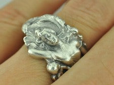 Anillo cuchara ajustable floral de plata esterlina 925 maciza diosa Venus