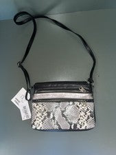 Nuevo con etiquetas Bolso Bandolera The Sak Cartera Cuero Estampado Serpiente Correa Ajustable Y2K Metalli