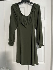 Vestido para mujer Originality verde espalda abierta manga larga
