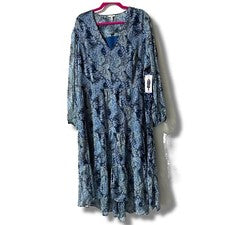 Vestido para mujer Joie estampado cuello en V maxi midi azul cachemir parisino 2XL XXL