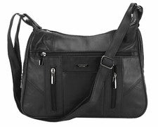 Damas Mujeres Cuero Genuino Bolso de Mano Suave Bandolera Bolso de Hombro Negro