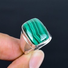 Anillo étnico hecho a mano de piedra preciosa de malaquita para hombre joyería regalo para ella LG-1125