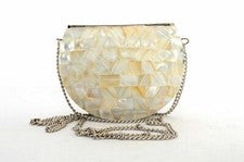 Bolso de mano de moda con aspecto dorado de madreperla para mujer Bolso sin a...