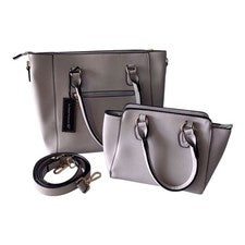 Conjunto de bolso de mano de 2 piezas para mujer Bolso de hombro Cartera más grande Bandolera Cartera Gris