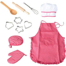 Juego de cocina infantil 11 piezas rosa - chef juguete rol utensilios...