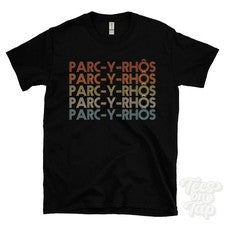 CAMISETA ESTILO RETRO REPETIDA PARC-Y-RHÈS para hombre y mujer Reino Unido topónimo regalo