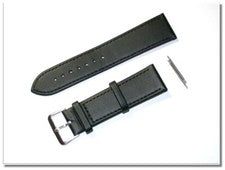 Correa de reloj clásica de cuero auténtico negra mate seda 22 mm ancho plata Cierre 1022