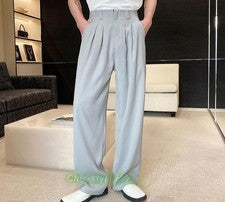 Para hombres Nuevo Moda Primavera Color Puro Informal Suelto Traje Pantalones Juveniles Pierna Ancha Pantalones
